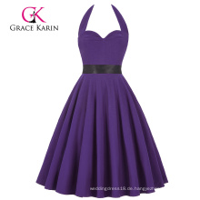 Grace Karin Schatz Backless Nylon-Baumwolle Lila Halter Vintage Kleid CL008950-8